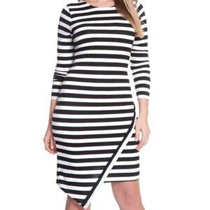 Eloquii Black & White Striped Bodycon Dress EUC 18